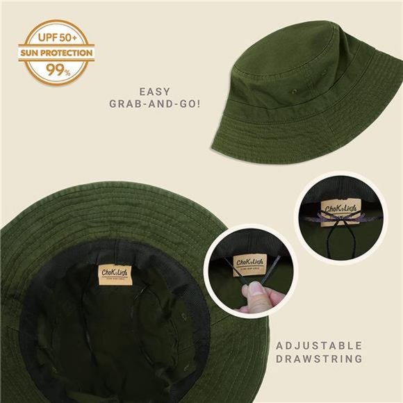 EVERYDAY Cotton Style Bucket Hat  Army Green - Picture 2 of 6